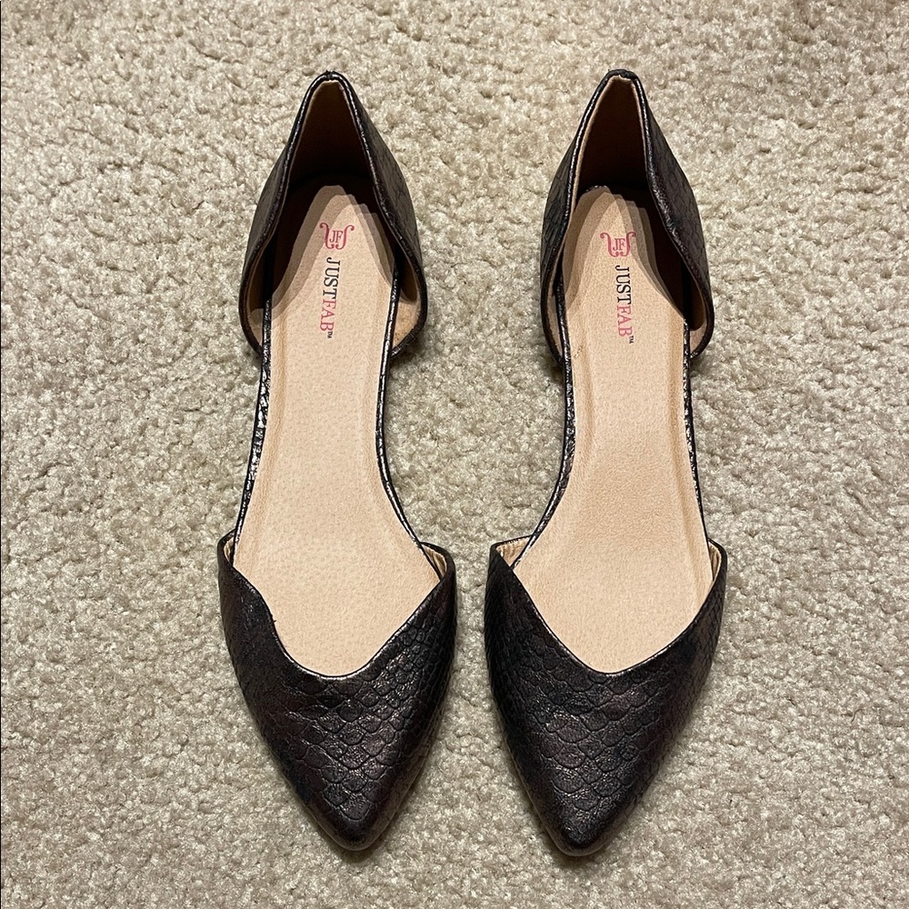JustFab Black Textured Flats - Picture 4 of 5